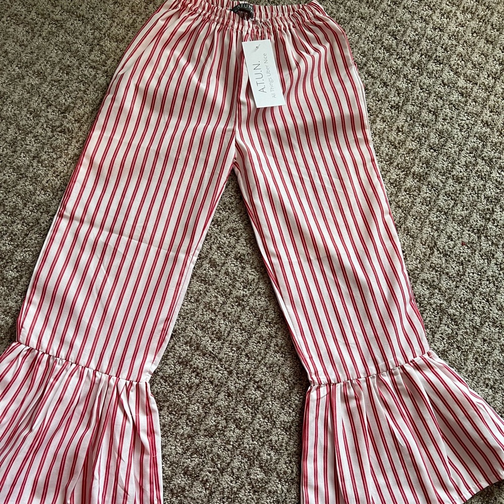 NWT Red and White Stripe Pants